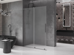 Mexen Velar paroi de douche coulissante Walk-in 140 x 200 cm, givre 8 mm, gris canon brossé - 871-140-000-33-66