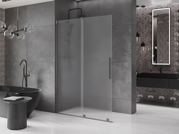 Mexen Velar paroi de douche pliable Walk-in 140 x 200 cm, verre dépoli 8 mm, gris anthracite brossé - 871-140-000-33-66