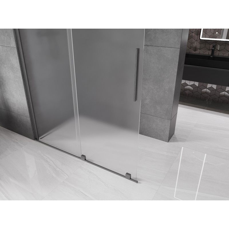 Mexen Velar paroi de douche coulissante Walk-in 130 x 200 cm, givre 8 mm, gris canon brossé - 871-130-000-33-66