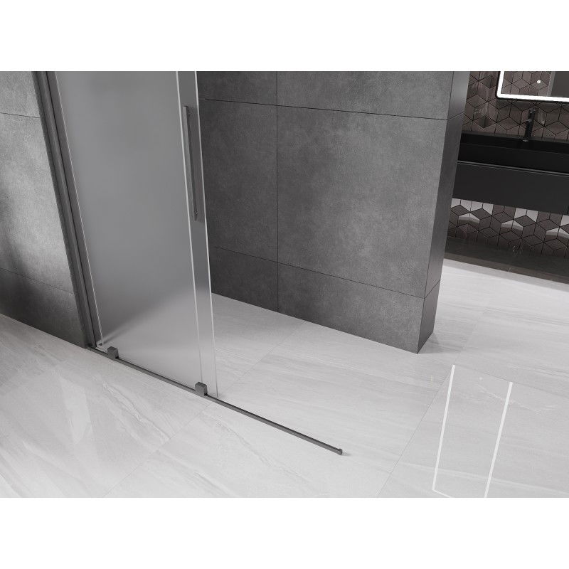 Mexen Velar paroi de douche coulissante Walk-in 160 x 200 cm, givré 8 mm, gris canon brossé - 871-160-000-33-66