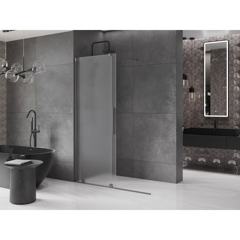 Mexen Velar paroi de douche coulissante Walk-in 150 x 200 cm, givre 8 mm, gris canon brossé - 871-150-000-33-66