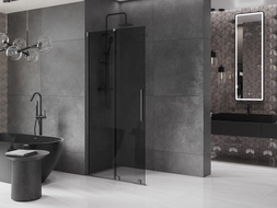 Mexen Velar paroi de douche coulissante Walk-in 80 x 200 cm, graphite 8 mm, gris canon brossé - 871-080-000-43-66