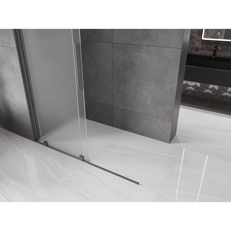 Mexen Velar cloison de douche coulissante Walk-in 140 x 200 cm, dépoli 8 mm, canon de fusil - 871-140-000-33-95