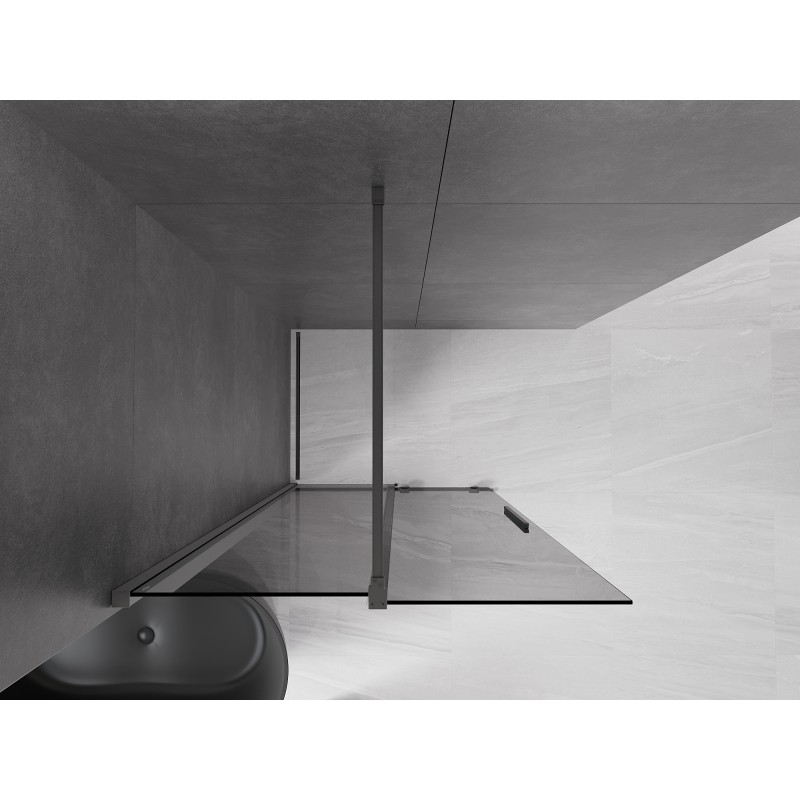Mexen Velar paroi de douche coulissante Walk-in 100 x 200 cm, graphite 8 mm, metal gun - 871-100-000-43-95