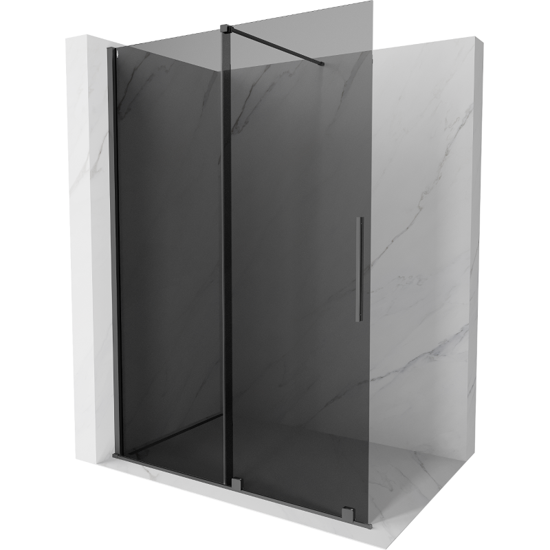 Mexen Velar paroi de douche coulissante Walk-in 140 x 200 cm, graphite 8 mm, métal gun - 871-140-000-43-95