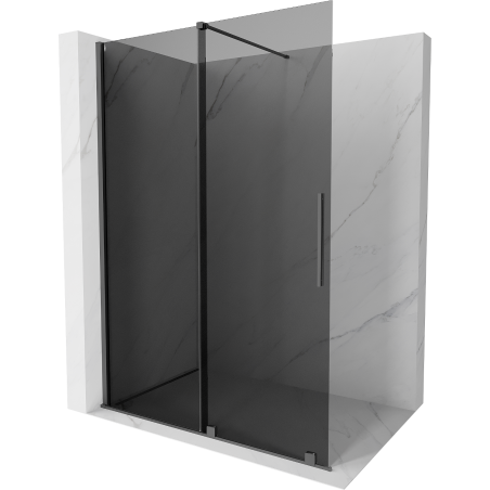 Mexen Velar paroi de douche coulissante Walk-in 140 x 200 cm, graphite 8 mm, métal gun - 871-140-000-43-95