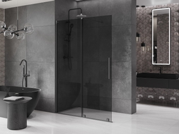 Mexen Velar paroi de douche coulissante Walk-in 140 x 200 cm, graphite 8 mm, métal gun - 871-140-000-43-95