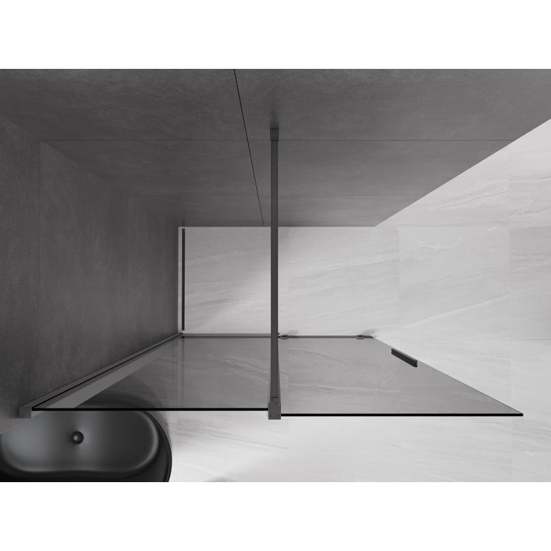Mexen Velar paroi de douche coulissante Walk-in 140 x 200 cm, graphite 8 mm, métal gun - 871-140-000-43-95