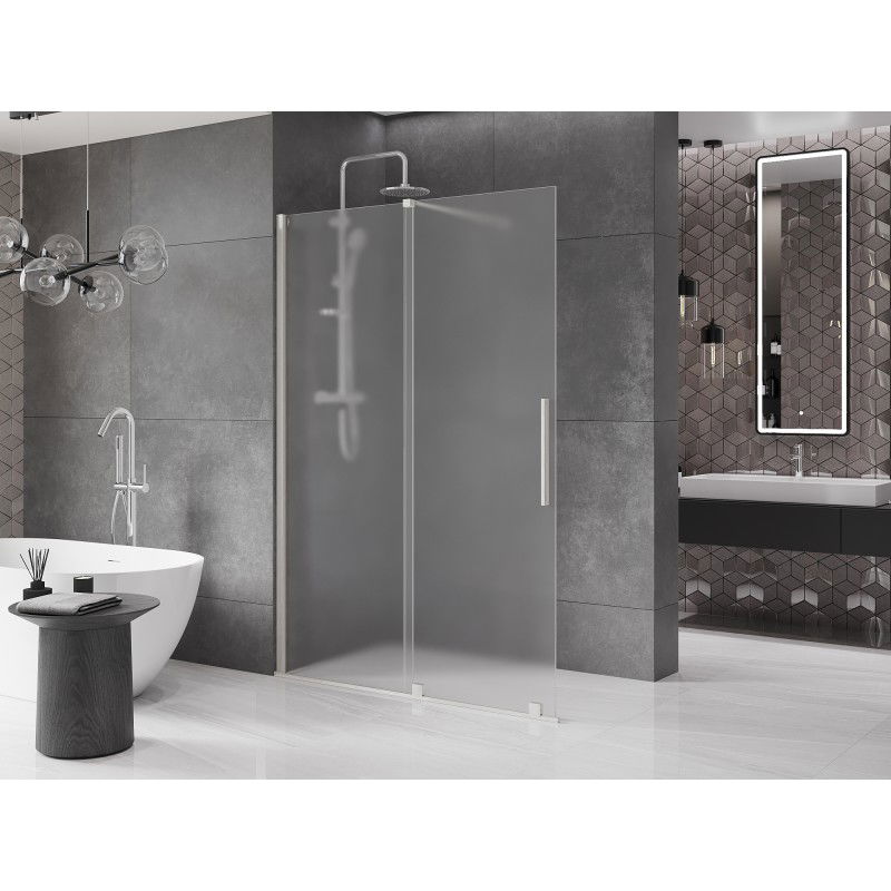 Mexen Velar Paroi de douche coulissante Walk-in 150 x 200 cm, givre 8 mm, nickel brossé - 871-150-000-33-97