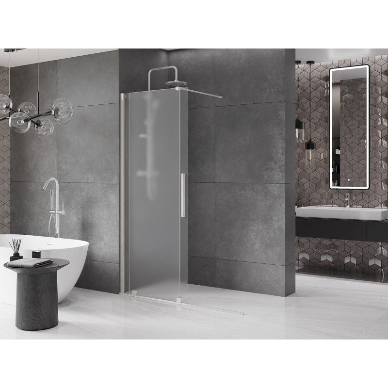 Mexen Velar paroi de douche coulissante Walk-in 160 x 200 cm, givre 8 mm, nickel brossé - 871-160-000-33-97