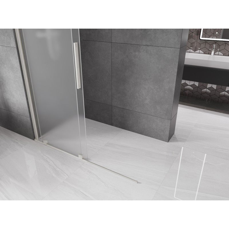 Mexen Velar paroi de douche coulissante Walk-in 160 x 200 cm, givre 8 mm, nickel brossé - 871-160-000-33-97
