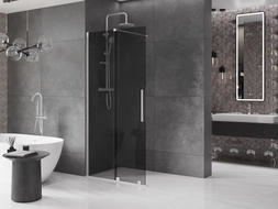 Mexen Velar paroi de douche coulissante Walk-in 120 x 200 cm, graphite 8 mm, nickel brossé - 871-120-000-43-97