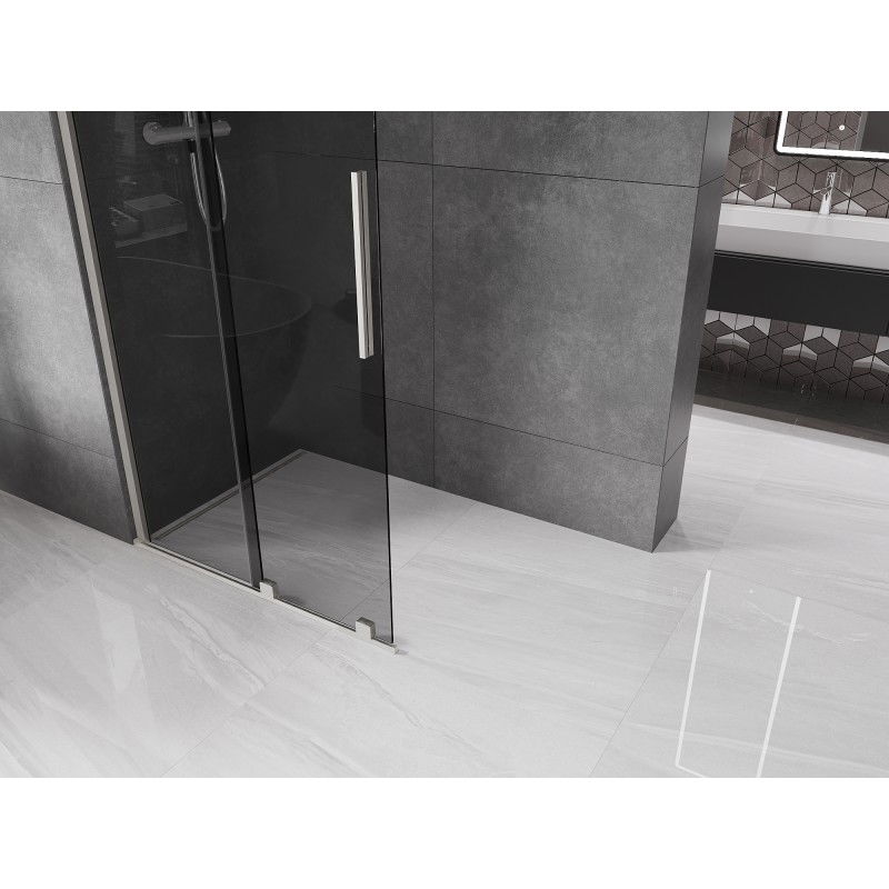 Mexen Velar cloison de douche coulissante Walk-in 85 x 200 cm, graphite 8 mm, nickel brossé - 871-085-000-43-97