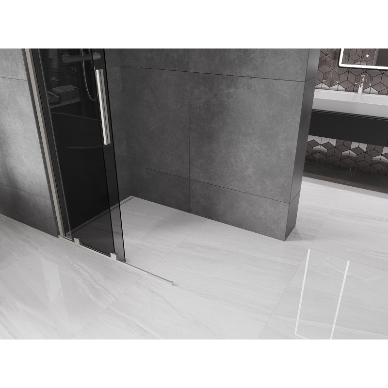 Mexen Velar paroi de douche coulissante Walk-in 110 x 200 cm, graphite 8 mm, nickel brossé - 871-110-000-43-97