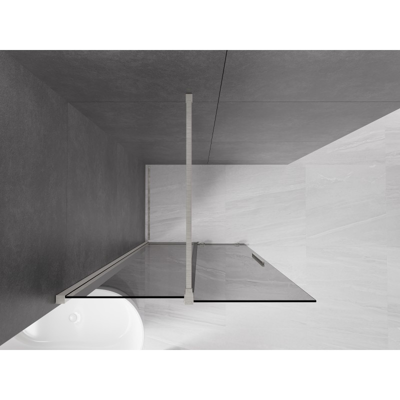 Mexen Velar paroi de douche coulissante Walk-in 90 x 200 cm, graphite 8 mm, nickel brossé - 871-090-000-43-97