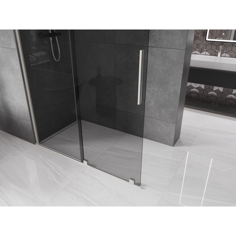 Mexen Velar paroi de douche coulissante Walk-in 150 x 200 cm, graphite 8 mm, nickel brossé - 871-150-000-43-97