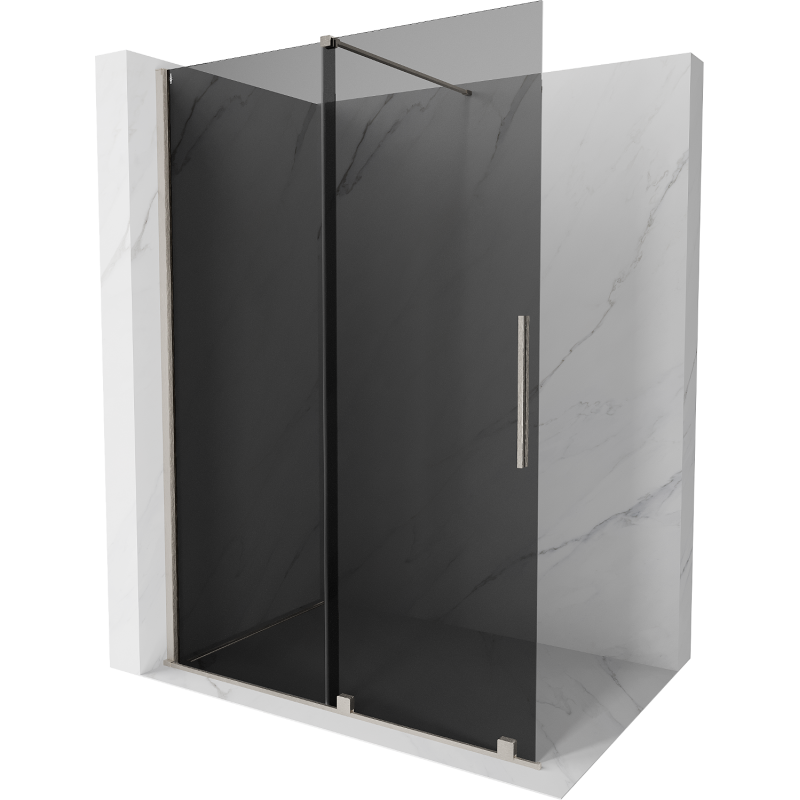 Mexen Velar paroi de douche pliante Walk-in 130 x 200 cm, graphite 8 mm, nickel brossé - 871-130-000-43-97