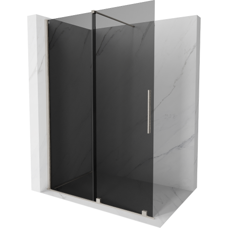 Mexen Velar paroi de douche pliante Walk-in 130 x 200 cm, graphite 8 mm, nickel brossé - 871-130-000-43-97