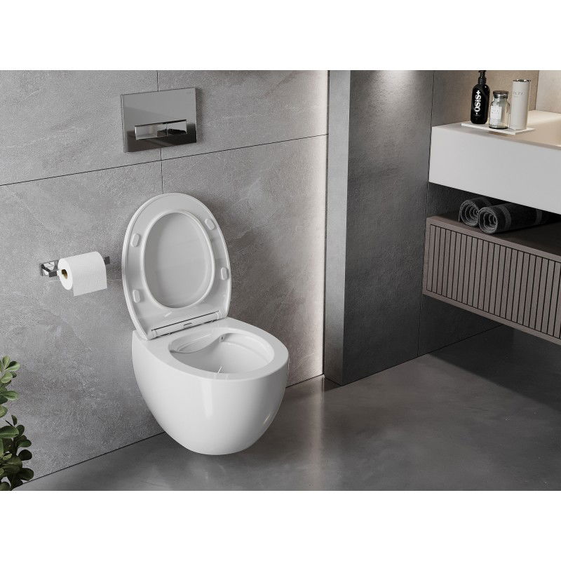 Mexen Egg cuvette wc Rimless avec lunette à descente progressive slim, duroplast, blanche brillante - 30245000