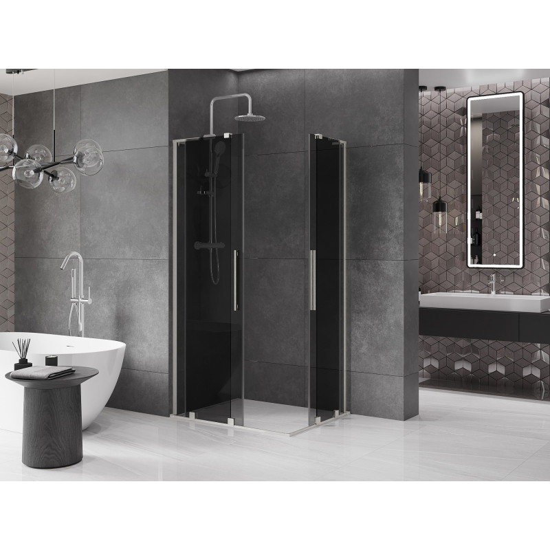 Mexen Velar L Duo cabine de douche coulissante 100 x 90 cm, graphite, nickel brossé - 871-100-090-02-43-97