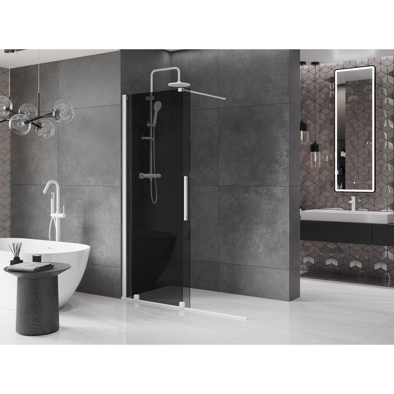 Mexen Velar paroi de douche coulissante Walk-in 150 x 200 cm, graphite 8 mm, blanc - 871-150-000-43-20