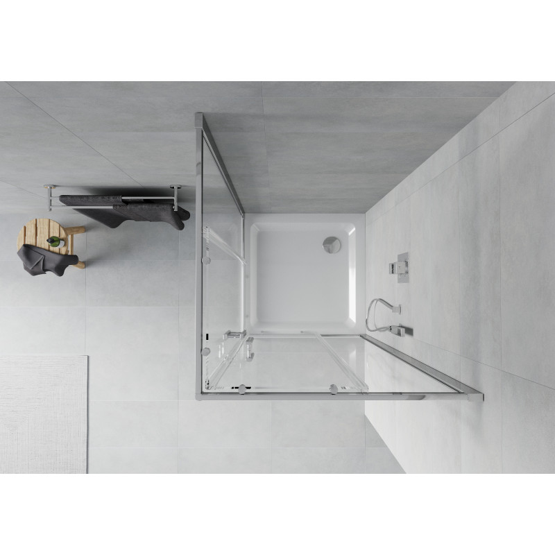 Mexen Rio cabine de douche carrée 90 x 90 cm, transparent, chrome + receveur plat, blanc - 860-090-090-01-00-4010