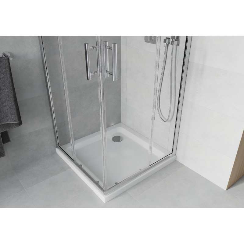 Mexen Rio cabine de douche carrée 90 x 90 cm, transparent, chrome + receveur plat, blanc - 860-090-090-01-00-4010