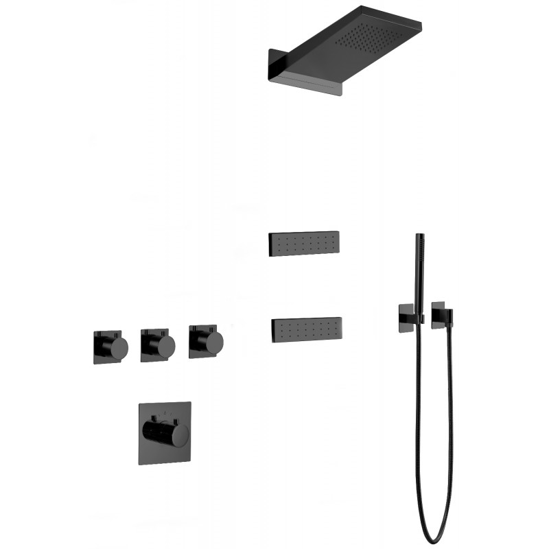 Mexen Fall ensemble de douche encastré, noir - 7602-04-70