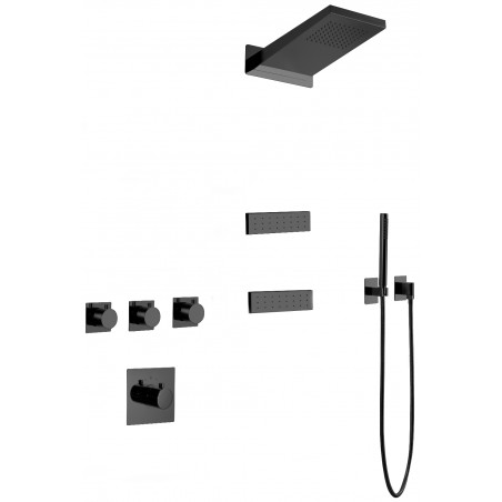 Mexen Fall ensemble de douche encastré, noir - 7602-04-70