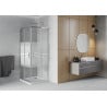 Mexen Rio cabine de douche carrée 70 x 70 cm, bandes blanches, chrome + receveur plat, blanc - 860-070-070-01-20-4010