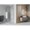 Mexen Rio cabine de douche carrée 80 x 80 cm, bandes blanches, chrome + receveur Flat, blanc - 860-080-080-01-20-4010