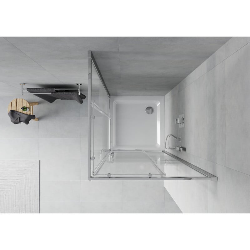 Mexen Rio cabine de douche carrée 80 x 80 cm, bandes blanches, chrome + receveur Flat, blanc - 860-080-080-01-20-4010