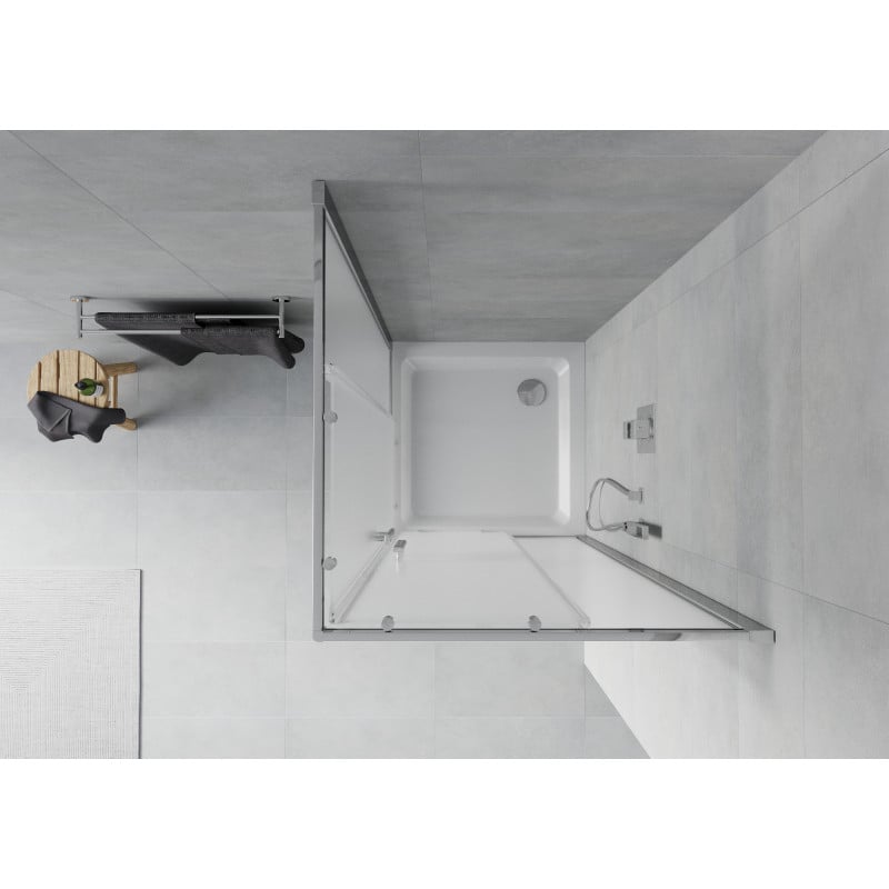 Mexen Rio cabine de douche carrée 70 x 70 cm, givré, chrome + receveur Flat, blanc - 860-070-070-01-30-4010