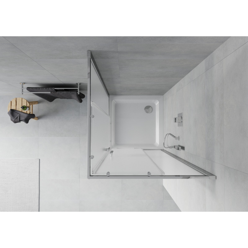 Mexen Rio cabine de douche carrée 80 x 80 cm, givré, chrome + receveur plat, blanc - 860-080-080-01-30-4010