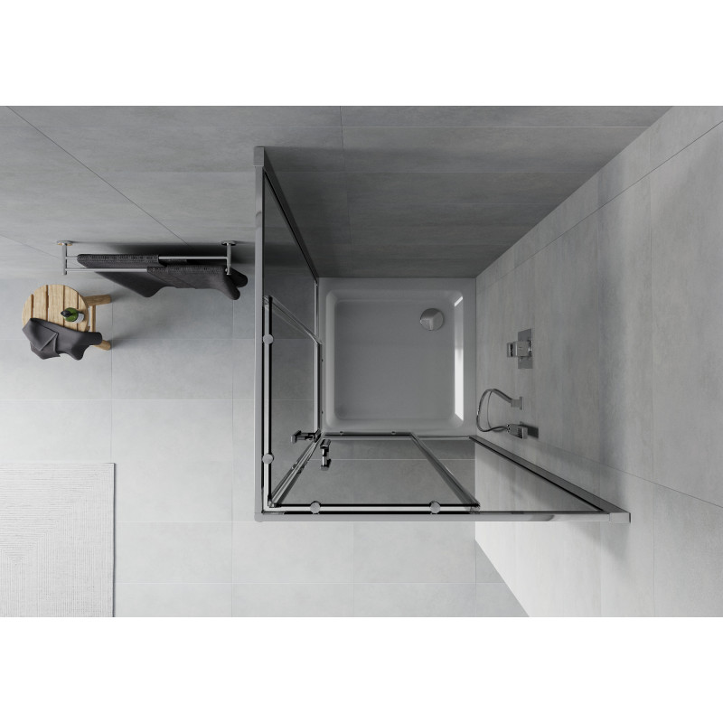 Mexen Rio cabine de douche carrée 70 x 70 cm, graphite, chromé + receveur Flat, blanc - 860-070-070-01-40-4010