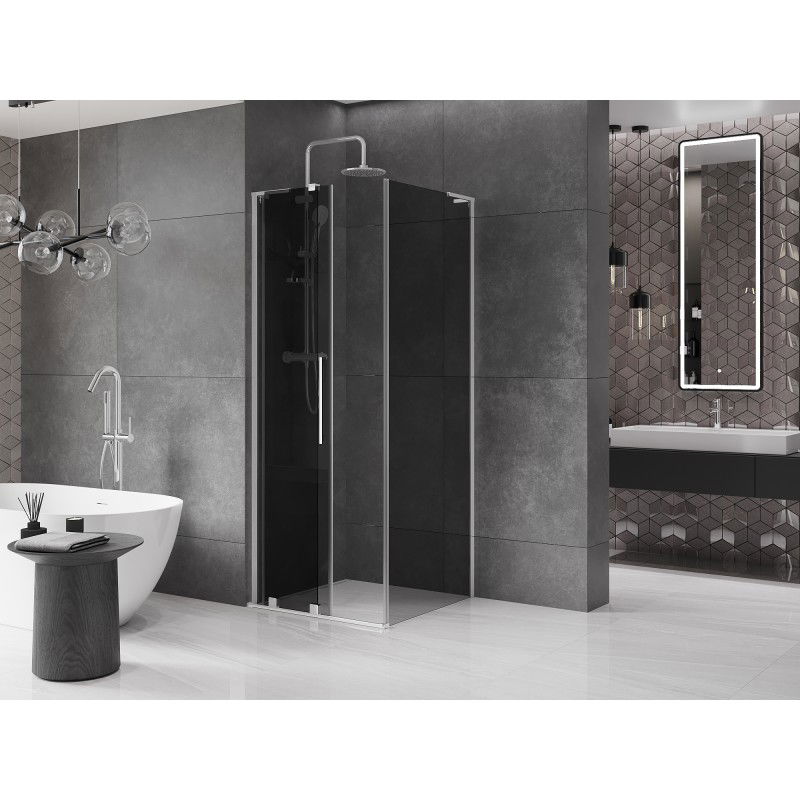 Mexen Velar L cabine de douche coulissante 90 x 90 cm, graphite, chrome - 871-090-090-43-01
