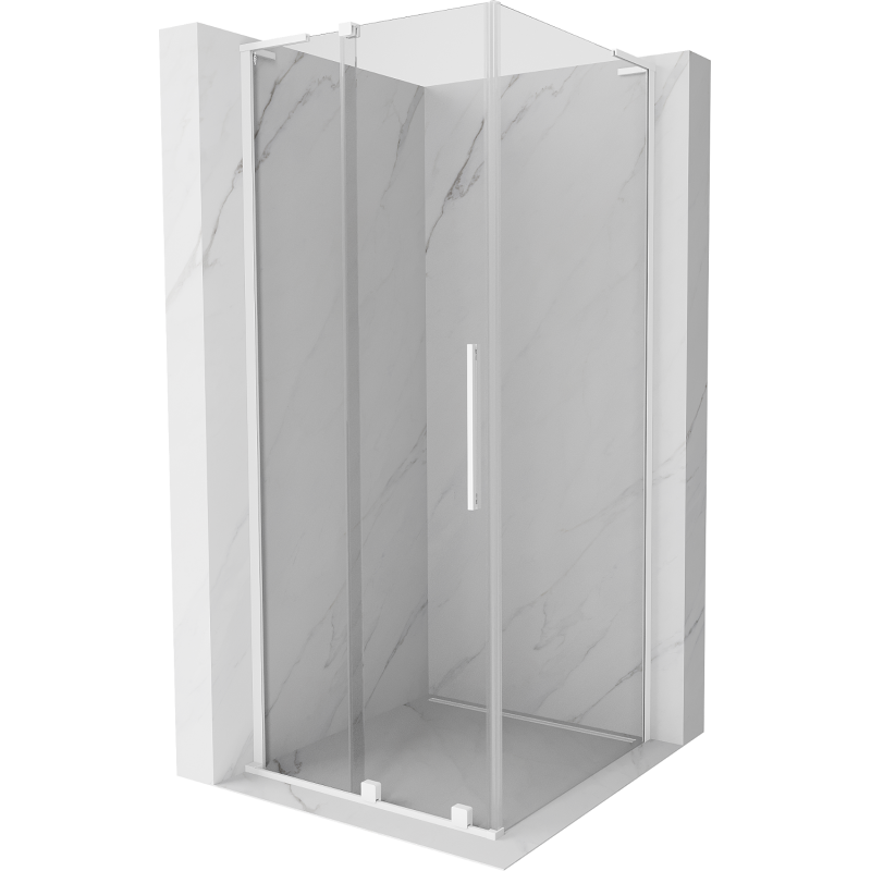 Cabine de douche coulissante Mexen Velar L 100 x 100 cm, transparent, blanc - 871-100-100-03-20