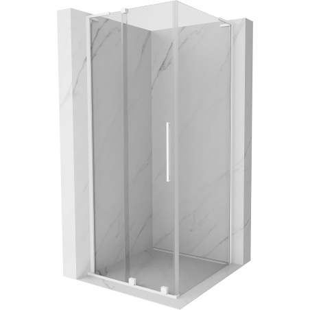 Cabine de douche coulissante Mexen Velar L 100 x 100 cm, transparent, blanc - 871-100-100-03-20