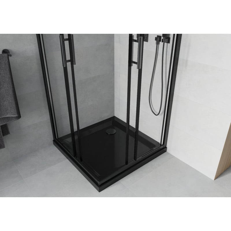 Mexen Rio cabine de douche carrée 80 x 80 cm, transparent, noir + receveur Plat, noir - 860-080-080-70-00-4070B
