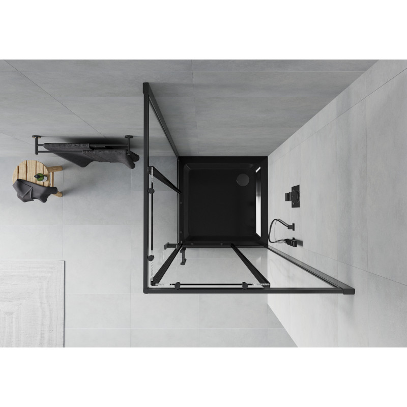 Mexen Rio cabine de douche carrée 80 x 80 cm, transparent, noir + receveur Plat, noir - 860-080-080-70-00-4070B