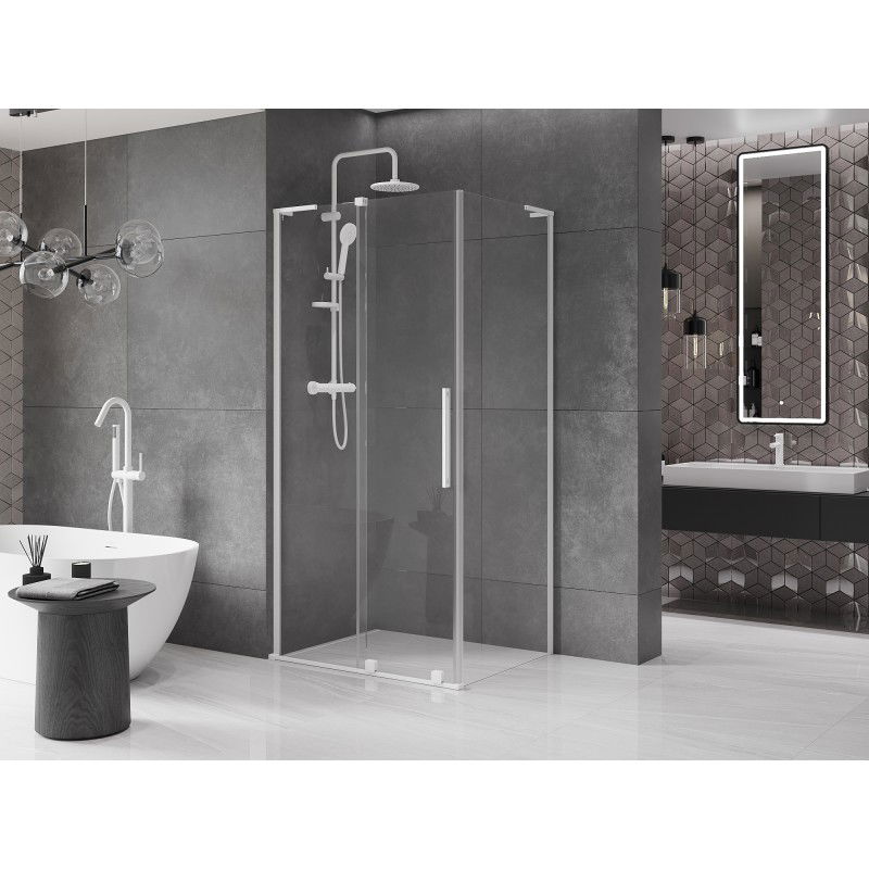 Mexen Velar L cabine de douche coulissante 100 x 85 cm, transparente, blanche - 871-100-085-03-20
