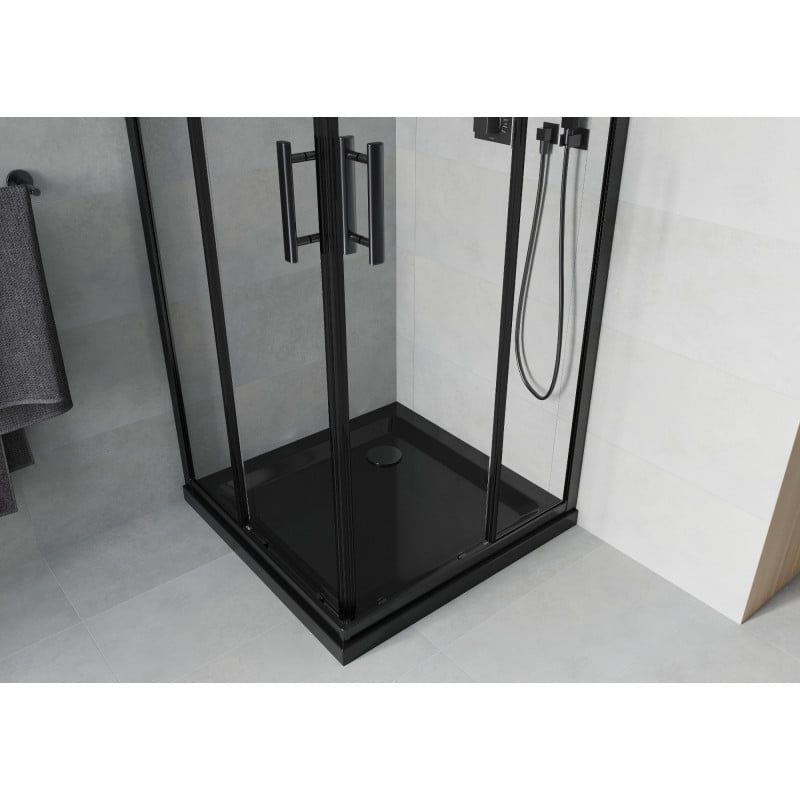Mexen Rio cabine de douche carrée 80 x 80 cm, transparent, noir + receveur Plat, noir - 860-080-080-70-00-4070B