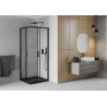 Mexen Rio cabine de douche carrée 80 x 80 cm, transparente, noire + receveur Flat, noir - 860-080-080-70-00-4070B
