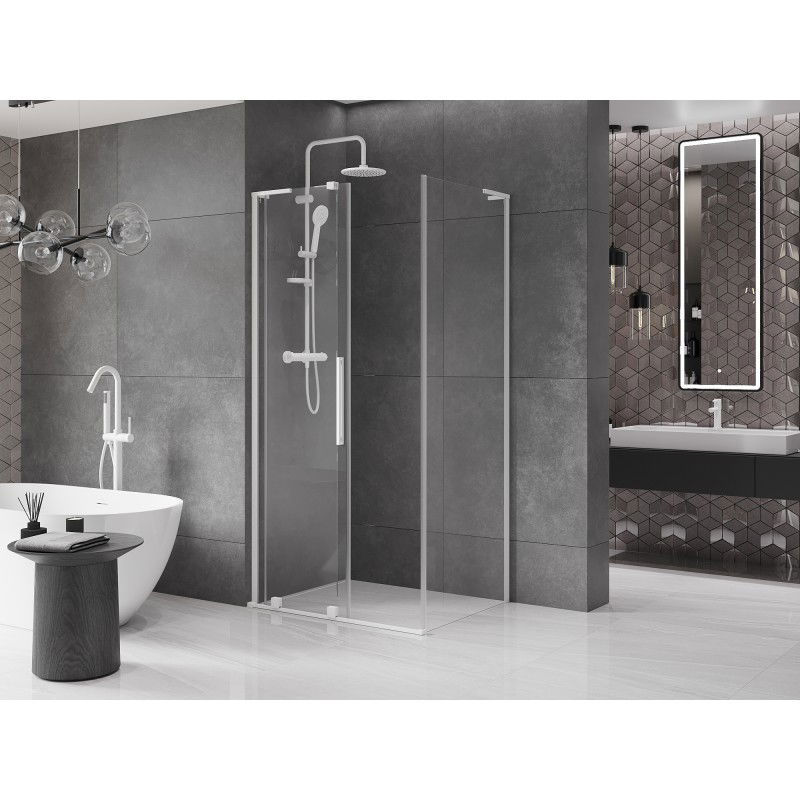 Mexen Velar L cabine de douche coulissante 90 x 80 cm, transparent, blanc - 871-090-080-03-20
