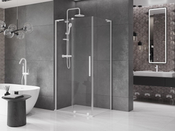 Mexen Velar L cabine de douche coulissante 110 x 120 cm, transparent, blanc - 871-110-120-03-20