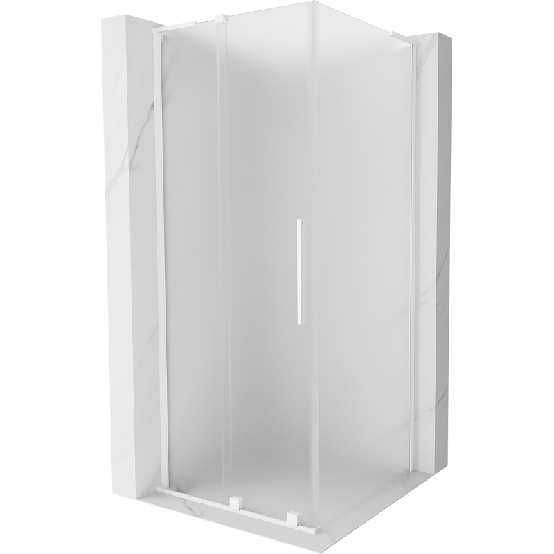 Cabine de douche coulissante Mexen Velar L 100 x 100 cm, givre, blanc - 871-100-100-33-20