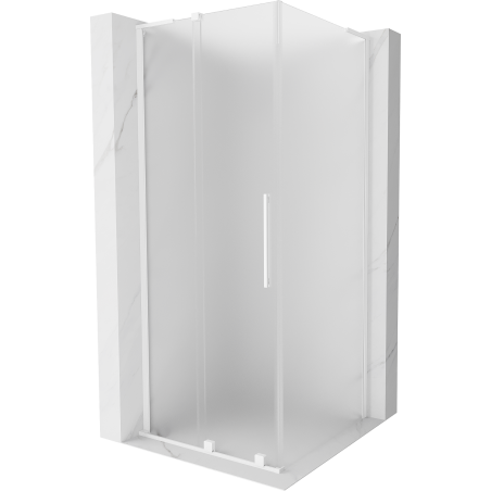 Cabine de douche coulissante Mexen Velar L 100 x 100 cm, givre, blanc - 871-100-100-33-20
