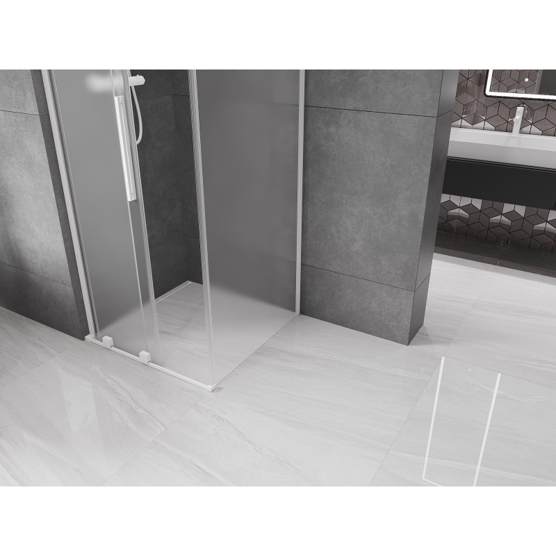 Mexen Velar L cabine de douche coulissante 90 x 90 cm, givrée, blanche - 871-090-090-33-20