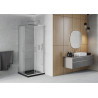 Mexen Rio cabine de douche carrée 90 x 90 cm, givre, chrome + receveur Flat, noir - 860-090-090-01-30-4070