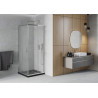 Mexen Rio cabine de douche carrée 90 x 90 cm, givre, chrome + receveur Flat, noir - 860-090-090-01-30-4070